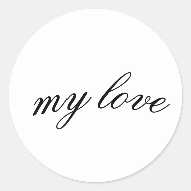 Pegatina Redonda My Love Script Sticker - Elegant Calligraphy Desig (Anverso)