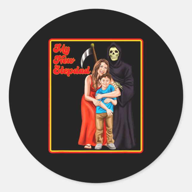 Pegatina Redonda My New Stepdad Ironic Shirts - Funny Ironic Meme  (Anverso)