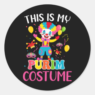 Pegatina Redonda My Purim Costume Mardi Gras Payaso Funny Desfiles 
