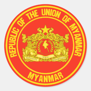 Pegatina Redonda Myanmar redonda Emblema