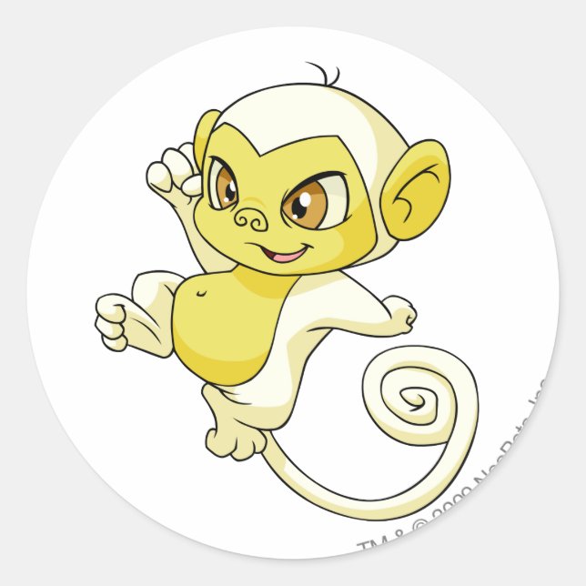 Pegatina Redonda Mynci White (Anverso)