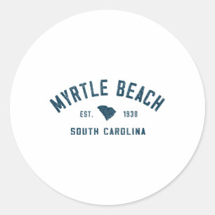 Pegatina Redonda Myrtle Beach Carolina del Sur Hombre Retro Throwck