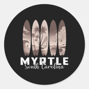 Pegatina Redonda Myrtle Beach Carolina del Sur Hombres Mujeres Tabl