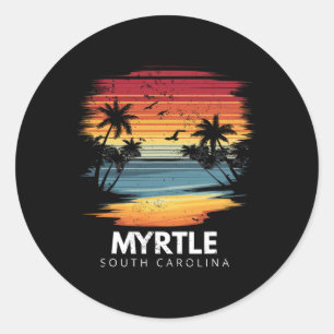 Pegatina Redonda Myrtle Beach Carolina del Sur Surfboard Surfing Vi
