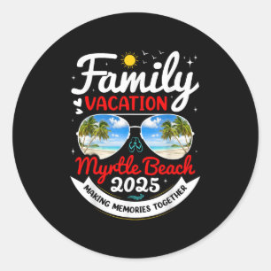 Pegatina Redonda Myrtle Beach Family Vacation Myrtle Beach 2025 Bea