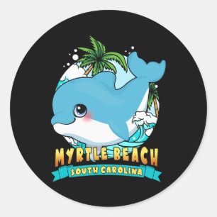 Pegatina Redonda Myrtle Beach South Carolina Cute Ba