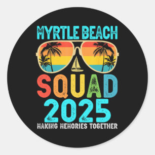 Pegatina Redonda Myrtle Beach Squad 2025 Vacation Friends Mamáes fa