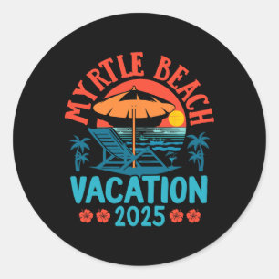 Pegatina Redonda Myrtle Beach Vacation 2025 Souvenir Matching Famil