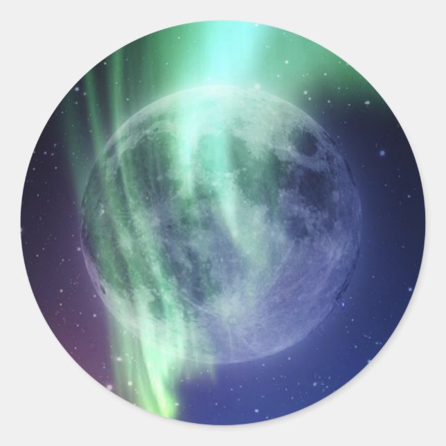 Pegatina Redonda Mystic Beautiful brillante gran luna azul (Anverso)