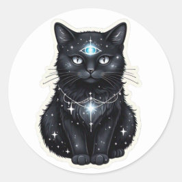 Pegatina Redonda Mystic Galaxy Cat Sticker