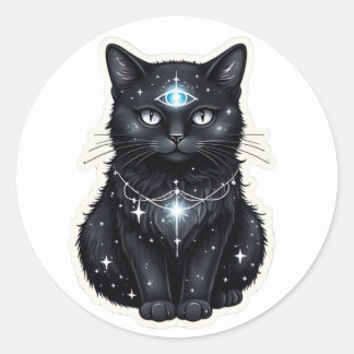 Pegatina Redonda Mystic Galaxy Cat Sticker