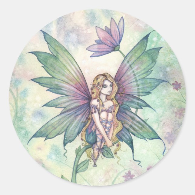 Pegatina Redonda Mystic Garden Flower Fairy Pegatinas (Anverso)