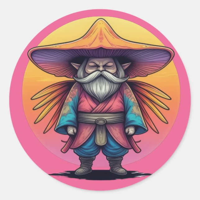 Pegatina Redonda Mystic Mushroom Man (Anverso)