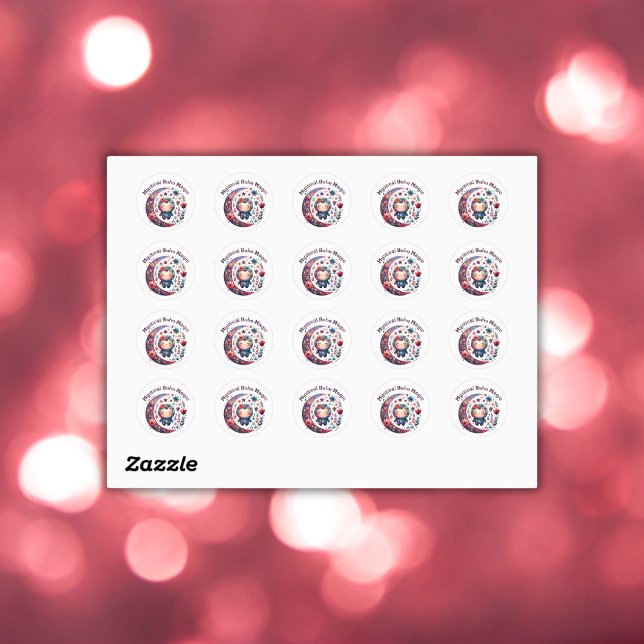 Pegatina Redonda Mystical Boho Magic Maroon Text on White | (Subido por el creador)