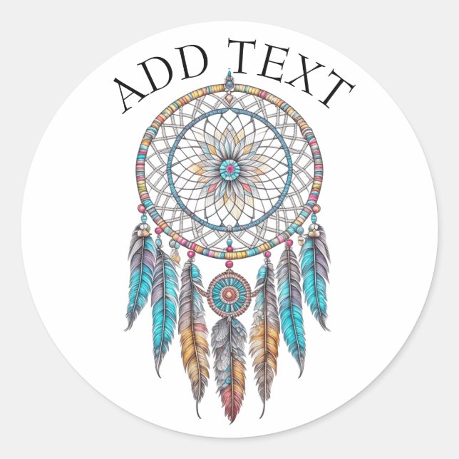 Pegatina Redonda Mystical de Blue Dreamcatcher Personalizado (Anverso)