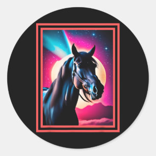 Pegatina Redonda Mystical Horse Lover Horseback Montando Vida Estab