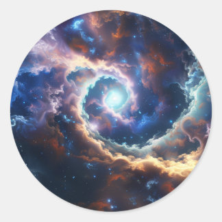 Pegatina Redonda Mystical Whirlpool en los Starry Skies