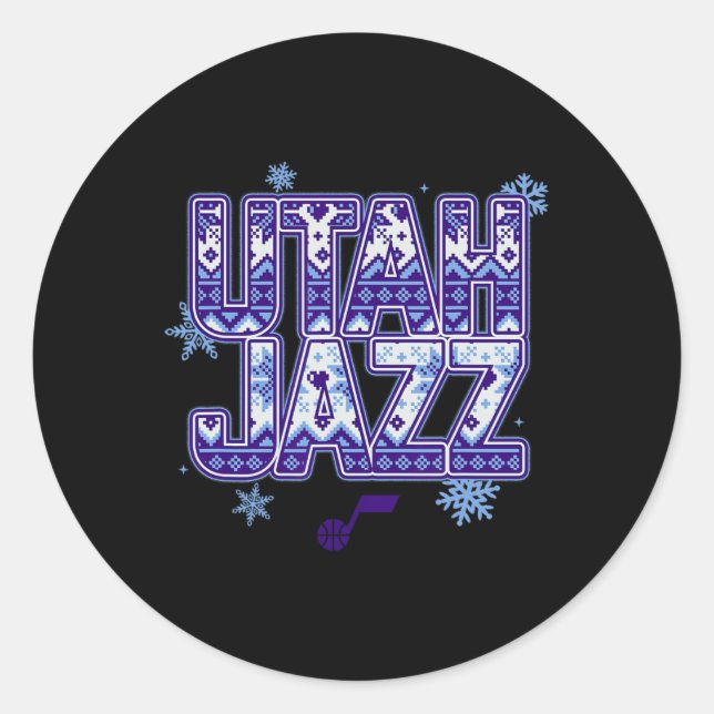 Pegatina Redonda N Utah Jazz Christmas Ugly Sweater  (Anverso)