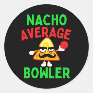 Pegatina Redonda Nacho Average Bowler Cinco De Mayo Bolos Mexicano