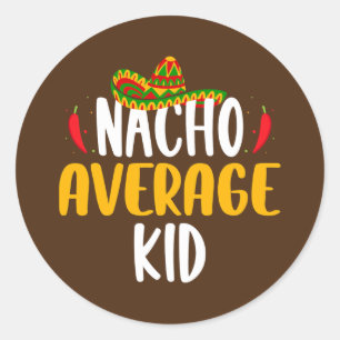 Pegatina Redonda Nacho Chica promedio infantil Cinco De Mayo