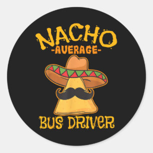Pegatina Redonda Nacho Conductor Medio De Autobuses Transporte Busm