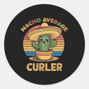 Pegatina Redonda Nacho Curler Promedio Mexicano Cinco De Mayo Curli
