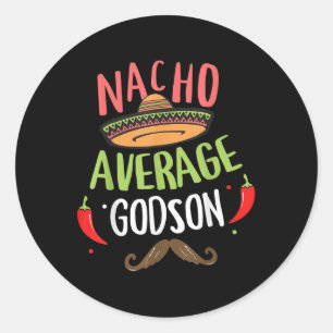 Pegatina Redonda Nacho Godson Promedio de Mustache Mexicano Cinco D