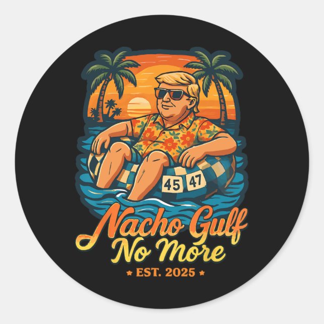 Pegatina Redonda Nacho Gulf No More Gulf Of United States Est 2025  (Anverso)
