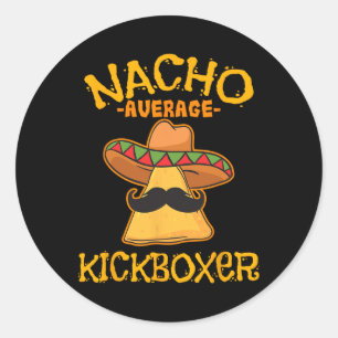 Pegatina Redonda Nacho Kickboxer promedio Cinco De Mayo patada mexi