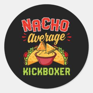 Pegatina Redonda Nacho Kickboxer promedio divertido Kickboxing de m