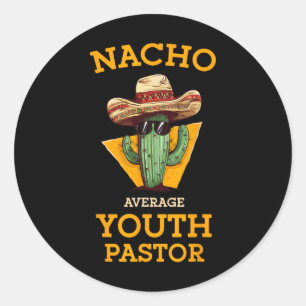 Pegatina Redonda Nacho Pastor Juvenil Medio Jefe de Iglesia Mexican