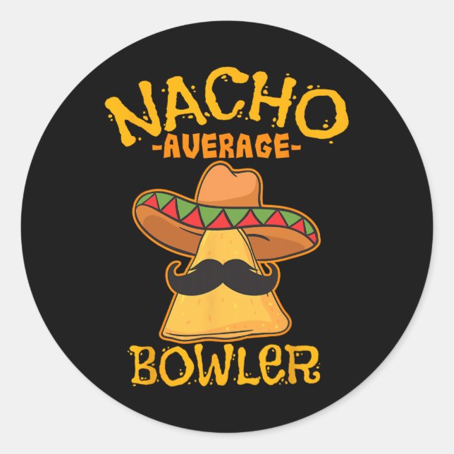Pegatina Redonda Nacho Promedio de Bowler Mexicano Cinco De Mayo (Anverso)