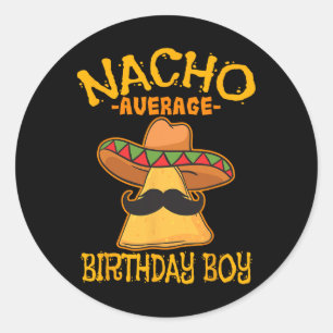 Pegatina Redonda Nacho promedio de celebración de cumpleaños de beb