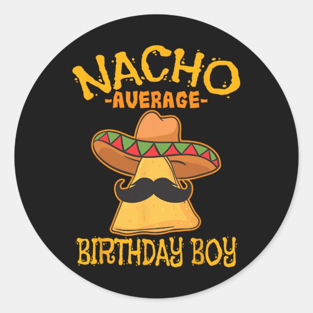 Pegatina Redonda Nacho promedio de celebración de cumpleaños de beb (Anverso)