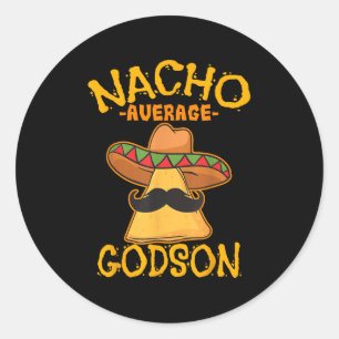 Pegatina Redonda Nacho Promedio de Godson Niño Varón Cinco De Mamáe