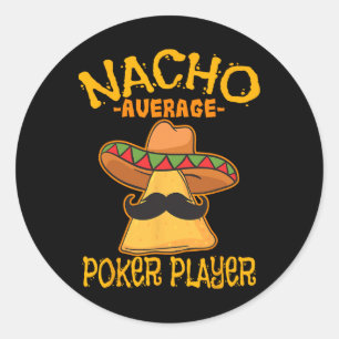 Pegatina Redonda Nacho Promedio de Jugador de Póquer Juegos de Tarj