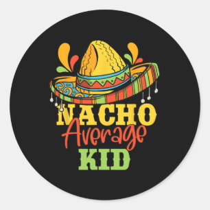 Pegatina Redonda Nacho Promedio De Niños Cinco De Mayo Coincidencia