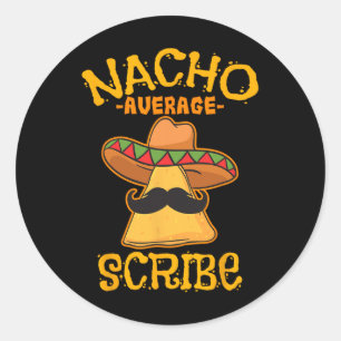 Pegatina Redonda Nacho Promedio de Scribe Mexicano Cinco De Mayo Fi