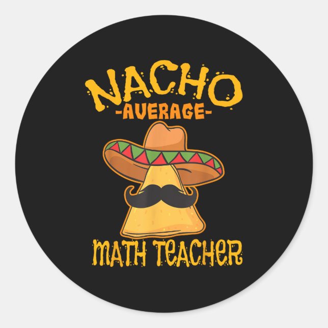 Pegatina Redonda Nacho promedio matemática matemática cinco de Mamá (Anverso)