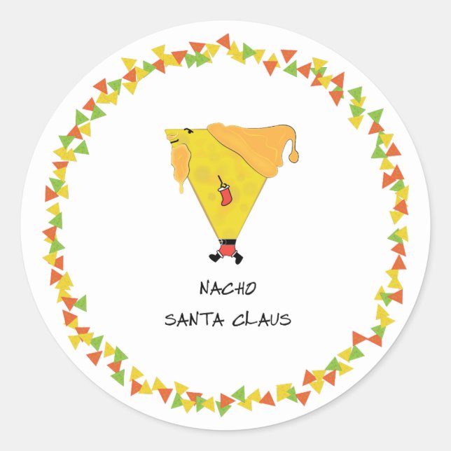 Pegatina Redonda Nacho Santa con chile (Anverso)
