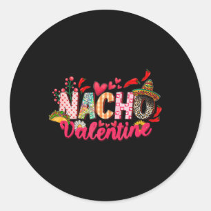 Pegatina Redonda Nacho Valentine con sombrero de México Día de San 