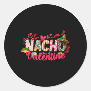Pegatina Redonda Nacho Valentine con sombrero de México Día de San