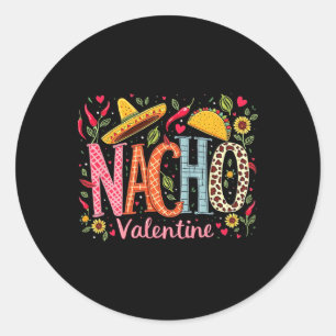 Pegatina Redonda Nacho Valentine Diseño de humor de comida mexicana