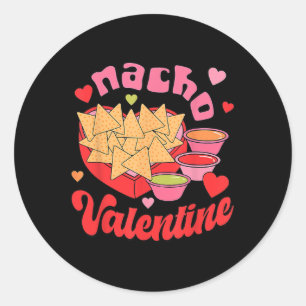 Pegatina Redonda Nacho Valentine Feliz Día de San Valentín Chiste d