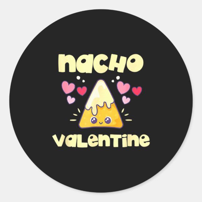 Pegatina Redonda Nacho Valentine Valentines Day Mexican Food  (Anverso)