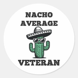Pegatina Redonda Nacho Veterano Mexicano Cinco De Mayo