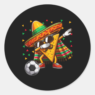 Pegatina Redonda Nachos con gafas de sol haciendo Dabbing fútbol Ci