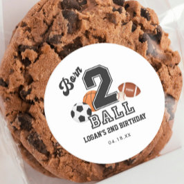 Pegatina Redonda Nacido 2 Ball Sport niño temático segundo Fiesta d