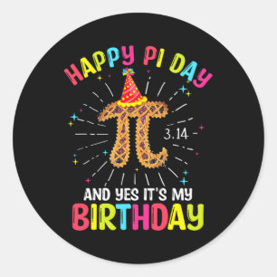 Pegatina Redonda Nacido El Día Del Pi Marcha Camisa De Cumpleaños F