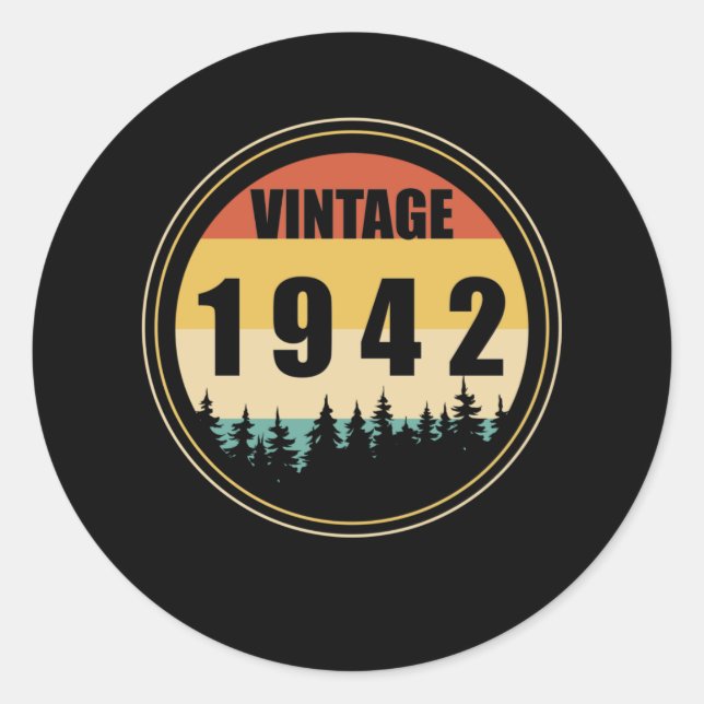 Pegatina Redonda Nacido En 1942 Vintage (Anverso)